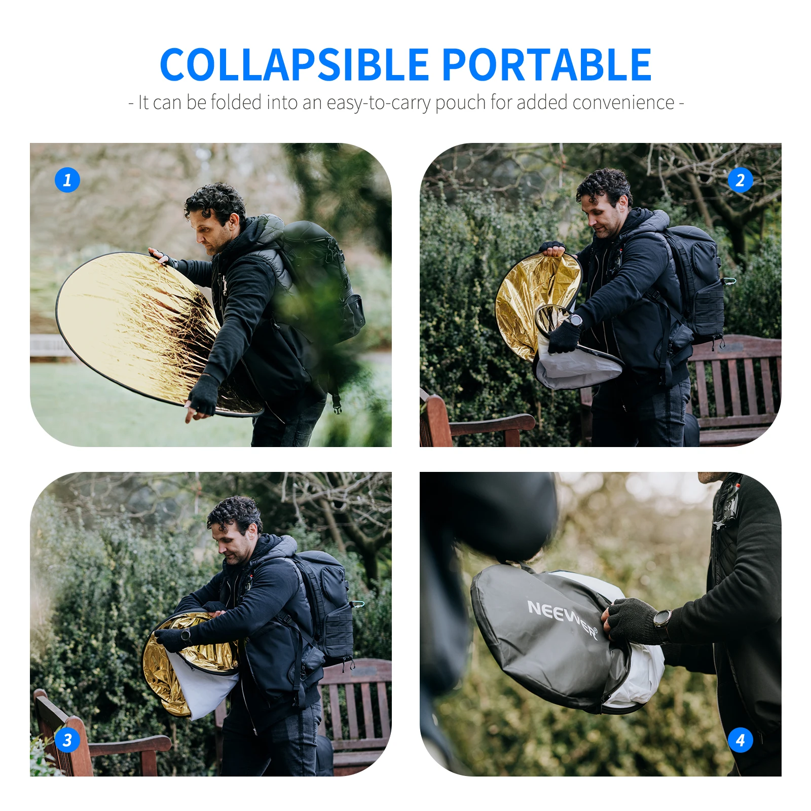 Photography Reflector NEEWER 30/60cm Light Reflector Light Diffuser 5 in 1 Collapsible Multi Disc for Studio Photography Lighting and Outdoor Lighting