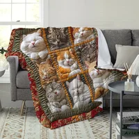1pc Cozy Cat Lover's Plush Blanket - Soft Throw for Sofa Naps Office Breaks Travel Camping - Perfect Home Decor Gift 2
