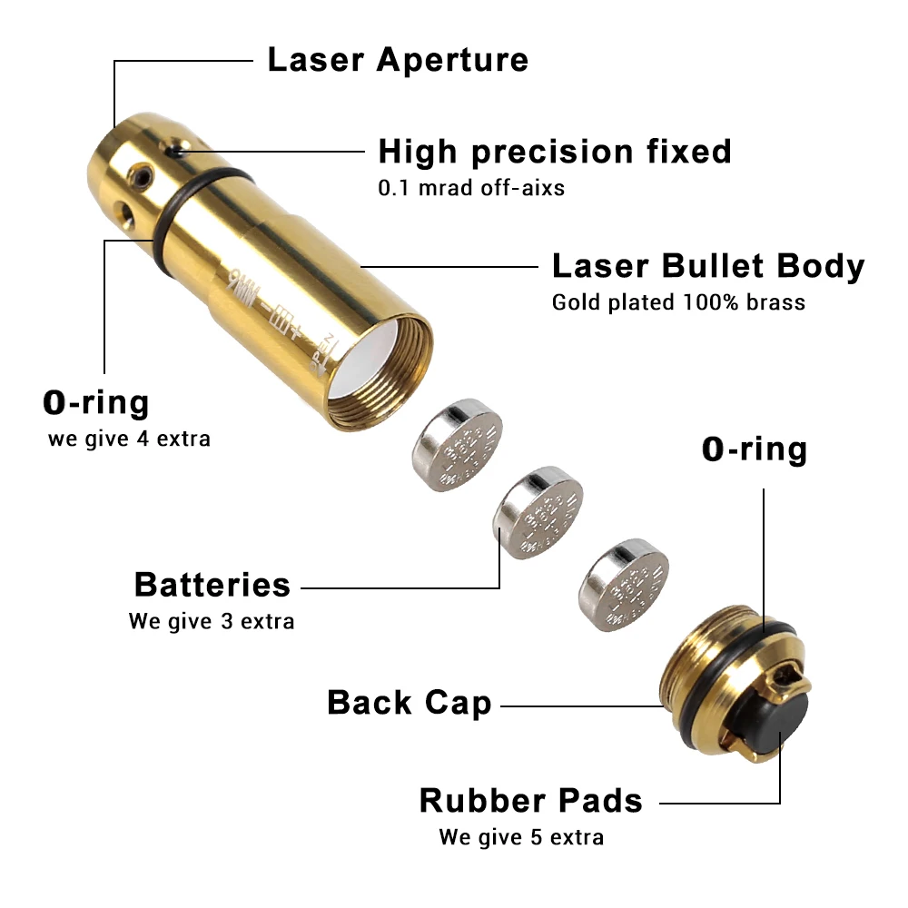 Dry Fire Training Laser Bullet 9mm .223/5.56 Boresighter for Dry Fire Training Hunting Red Dot Laser Bore Sight
