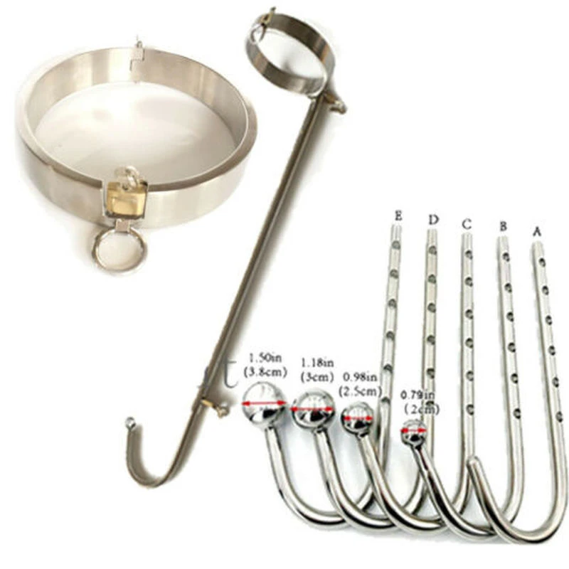 Stainless Steel Collar Slave Forced Posture Body Harness Hook Restraint