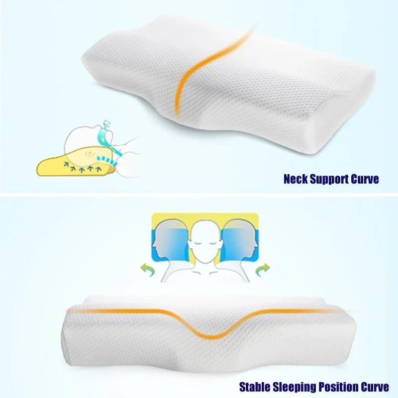 Orthopedic Memory Foam Pillow,Slow Rebound Memory Sleep Pillow,Butterfly Shaped,Relax Cervical Neck Spine for Side Back Sleeper 4