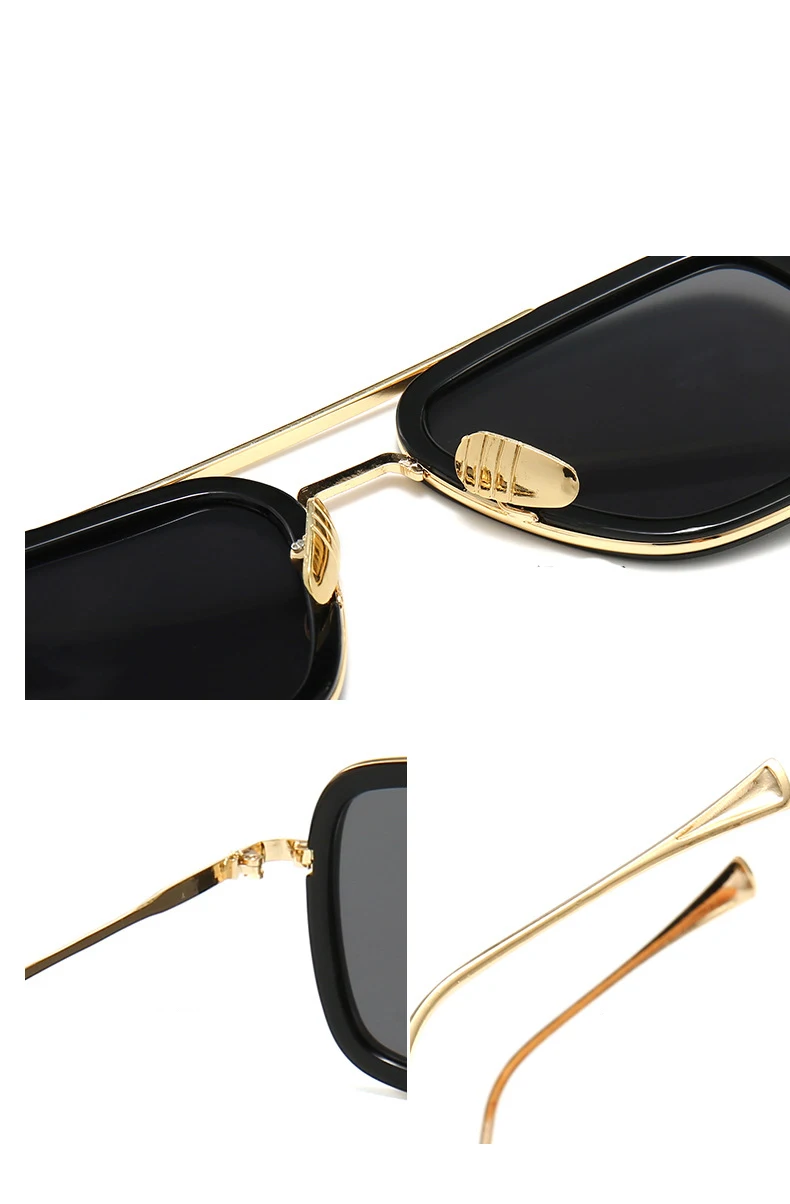 Tony Stark Robert Downey Men Women Sunglasses Fashion Vintage Design Transparent Square Frame Sun Glasses Male Female Eyewear