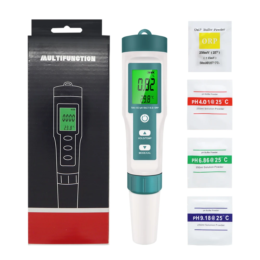 Water Tester 7 in 1 PH TDS EC ORP Salinity S.G TEMP Meter Digital PH Tester C-600 Water Quality Tester for Drinking Water Aquariums