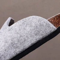 Nouveaux sabots semelles en feutre et liège, sandales paresseuses à bout fermé, pantoufles plates décontractées noires et grises pour hommes et femmes 4