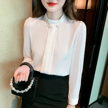 

White Shirt Women's Long-sleeve Fashion 2022 Elegant Office Ladies Chiffon White Shirt Camisas Mujer Womens Tops Dropshipping
