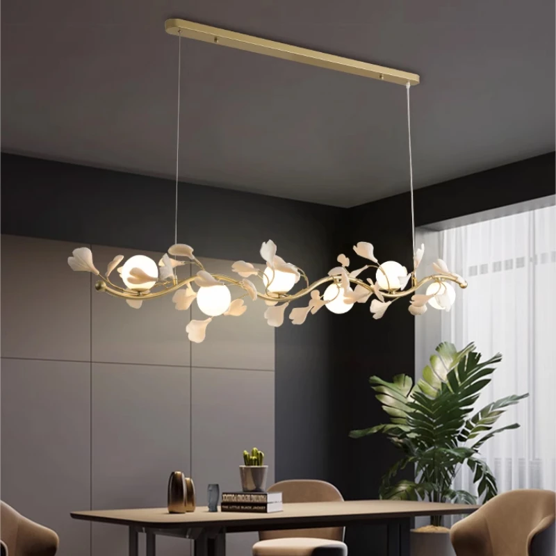 

Ginkgo Leaf Restaurant Pendant Lights Simple Household Atmosphere Light Luxury Living Room Art Creative Decor Lighting Fixtures