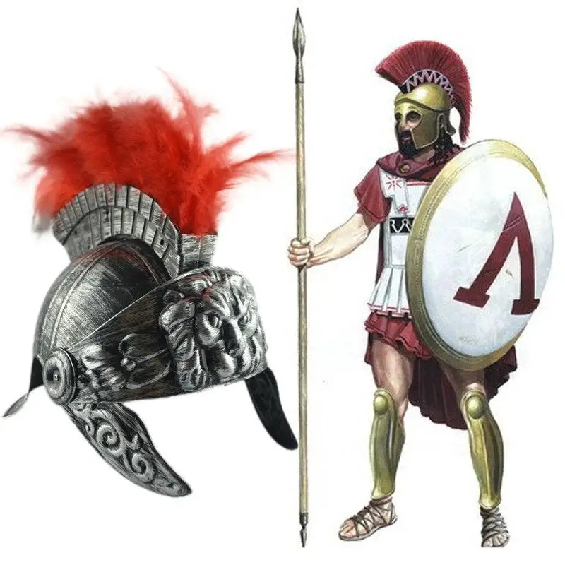 Masquerade Helmet Spartan Warrior Hat Roman Hat Samurai Medieval Helmet Feather drinking helmet feather headdress