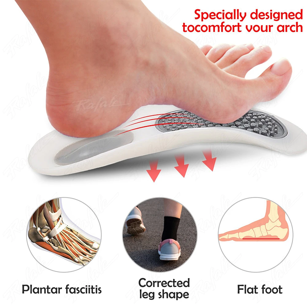 VTHRA Practical Durable Flat Feet Knock Knees Plantar Orthotics Inserts Breathable Arch Support Insole with 8 Correction Pad New
