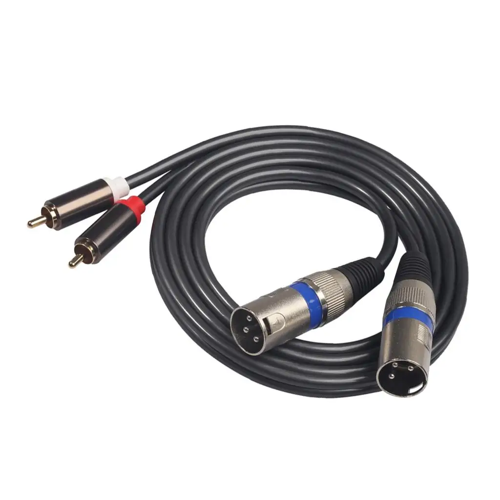 2 RCA Male to 2 XLR Male 3 Pin Cable Plug Double Cable for RCA Audio audio cable