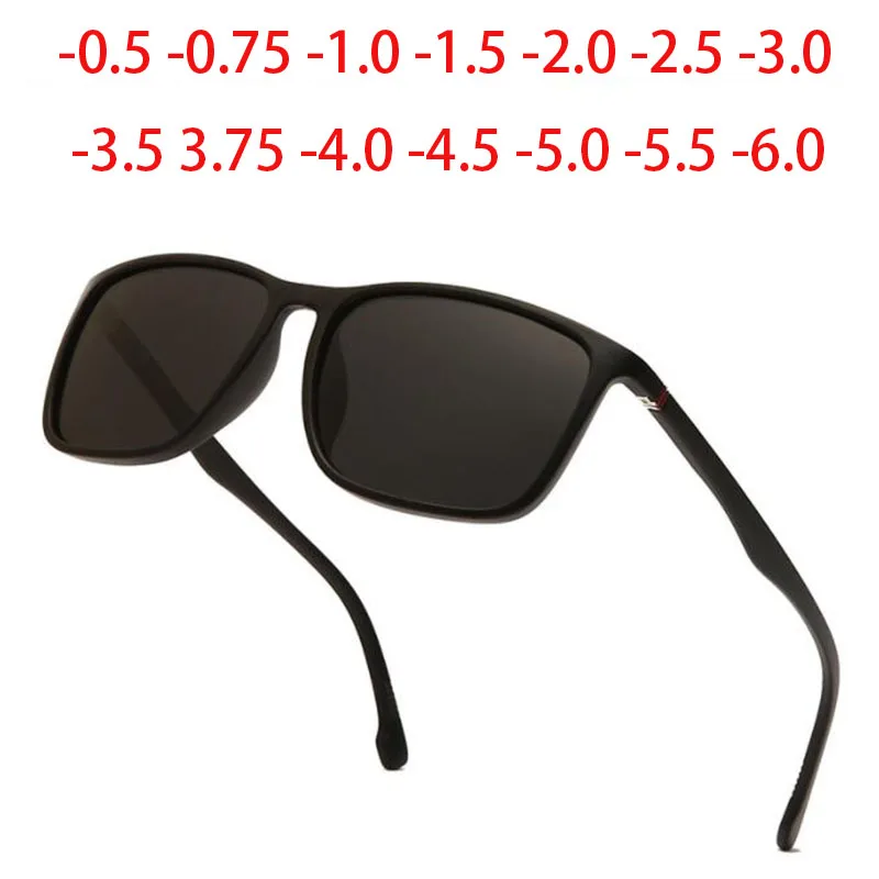 Kwadratowe spolaryzowane okulary mężczyźni Anti Glare Minus Tea Lens 4 Kwadratowe spolaryzowane okulary mężczyźni do wyszczuplania nóg Anti Glare Minus Tea Lens okulary korekcyjne dioptrii 0 -0.5 -0.75 -1.0 To -6.0 2