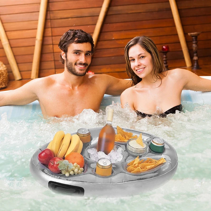 Summer Party Bucket Drinks Wine Cup Holder Inflatable Pool Float Beer Table Swimmin Pool Beach Drinking Cooler Bar Tray Outdoor inflatable pool float