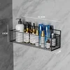 Bathroom Kitchen Storage Rack Black and White Non-porous Wall Mounted Toilet Toiletries Storage Rack Kitchen Food Storage Rack 3
