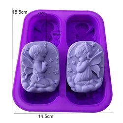 Angel Soap & Bath Bomb Silicone Mold - Floral & Celestial Design Collection (Boy girl angel)
