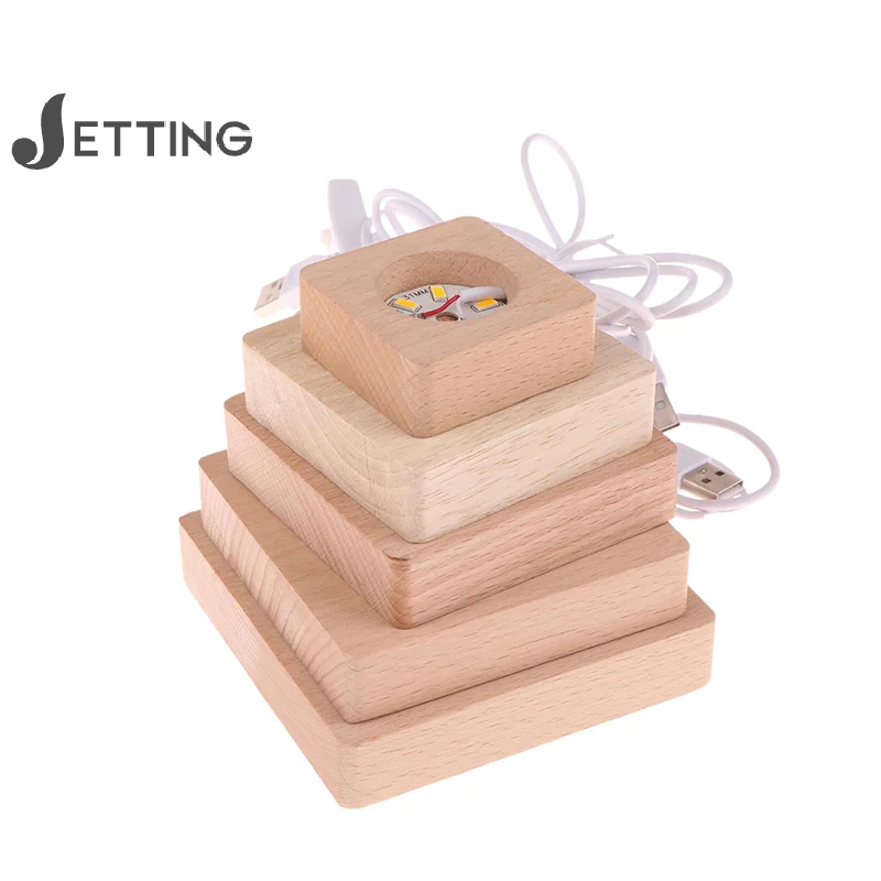 5/6/7/8/9/10CM Led Solid Wood Lamp Square Night Light Usb Lamps Holder Diy Lights Holder Desktop Ornaments Decorative Lamp led lights decorative lights lamp holder lamp bulb holder lamp base led lamp base