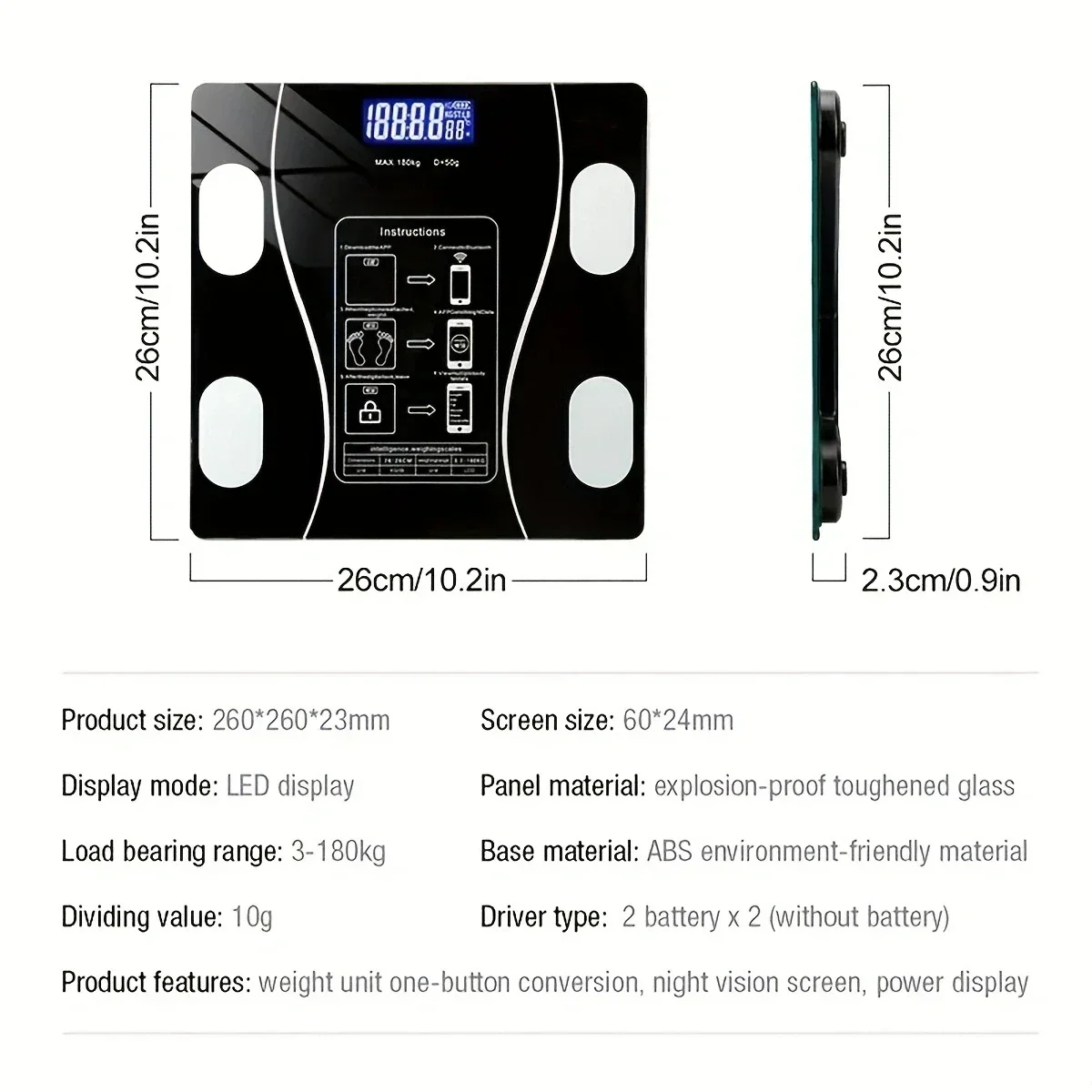 Intelligent Bluetooth electronic weight scale wireless digital bathroom scale precise measurement of body fat percentage smart weighing scale