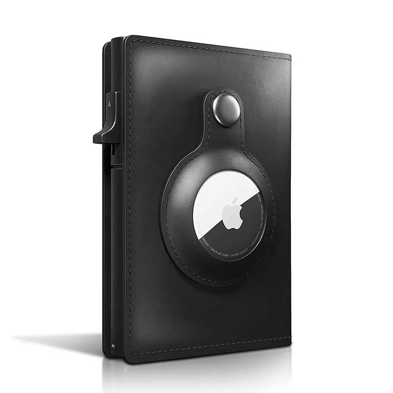 Smart Air Tag Wallet with RFID Slim Design Premium Crazy Horse Skin Leather Pop Up Credit Card Holder |