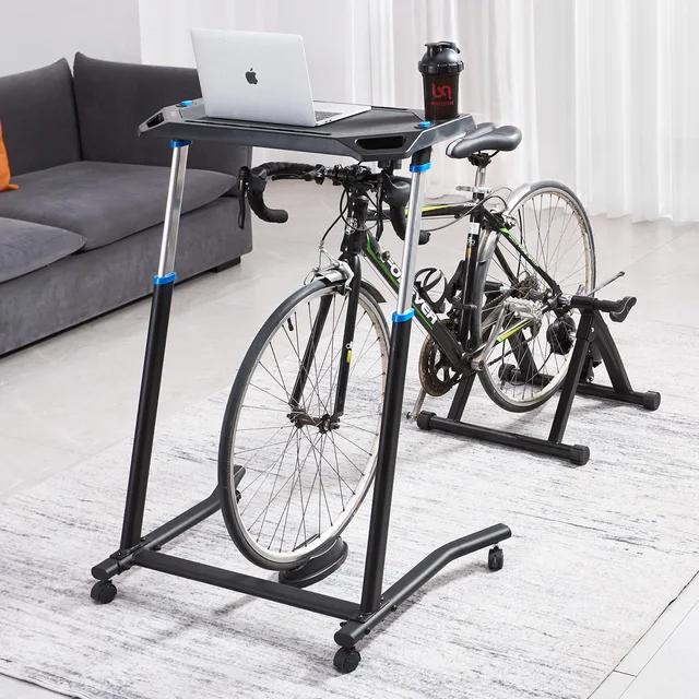 SucceBuy Cycling Desk Mobile Foldable Multi-Functional Bike Trainer & Treadmill Desk w/ Lockable Wheel for Home Office Exercise
