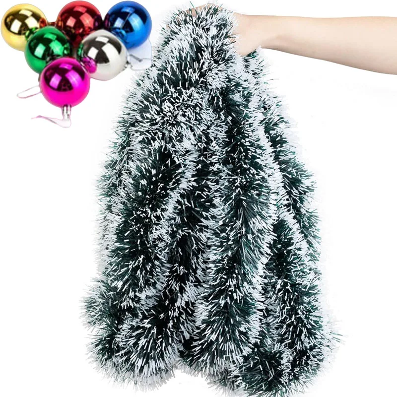 Festive Green Tinsel Ribbon for Holiday Decor – Christmas Bow Garland and Ornament Accents