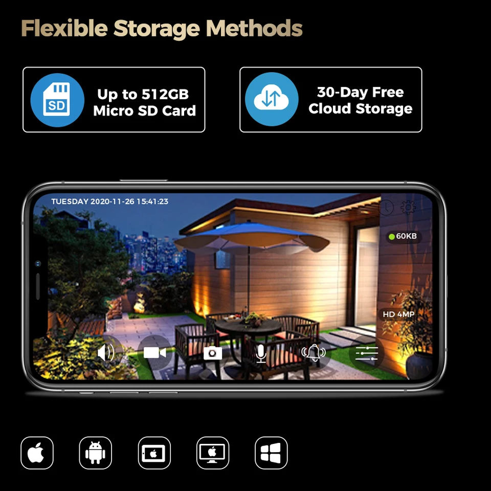 VIMTAG 2.5K ミニセキュリティカメラ WIFI 屋外監視カメラ