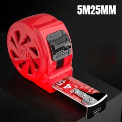 Durable Precision Retractable Red Tape Measure, 5M (Hand brake 5M25MM)