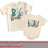 Big Brother Little Sister Print Family Matching Outfit Shirt Retro Sibling Tops Brother Sister T-shirt Baby Large Bubble Romper 3