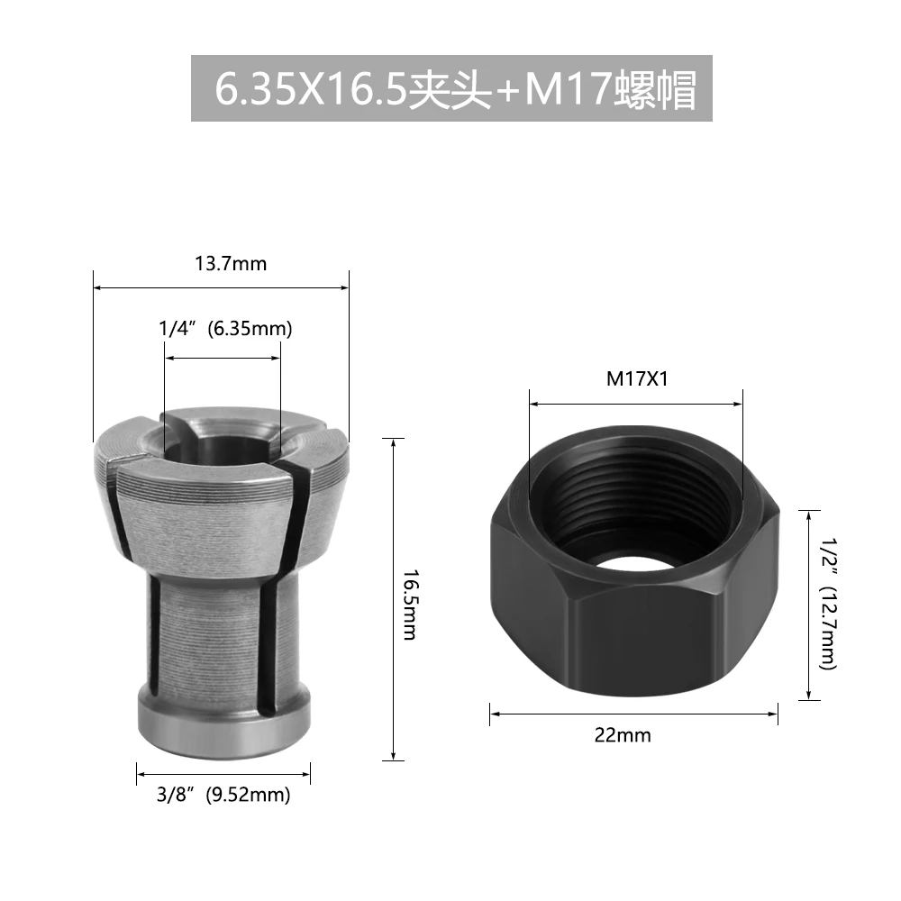 LAVIE M17 6mm 1/4 8mm 9,5mm 10mm Gravur Maschine Chuck Mutter Elektrische Router Fräser Zubehör umwandlung Griff – Detail 8