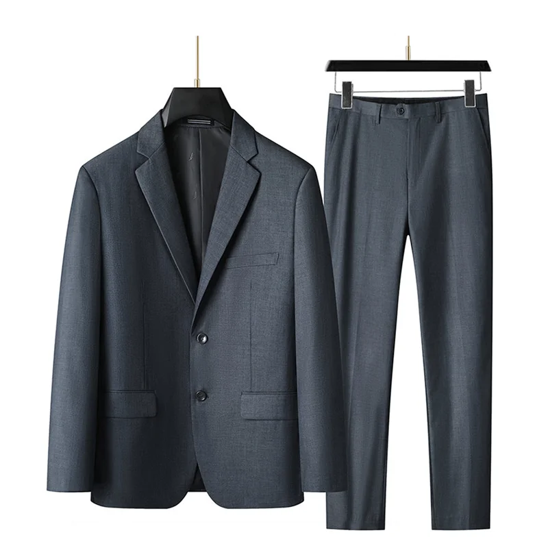 2024 XL-9XL Large size Men (suit + trousers) Business Casual handsome solid color all-in-one wedding dress two-piece set 3