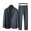 2024 XL-9XL Large size Men (suit + trousers) Business Casual handsome solid color all-in-one wedding dress two-piece set 3