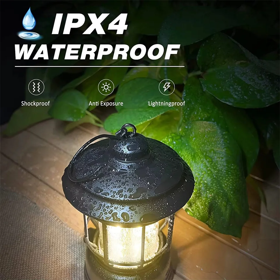 Description Picture 6 of itemCamping Portable Retro Lantern Vintage Tent Lighting Lantern Decoration Waterproof Outdoor Garden Street Path Lawn Lamp
