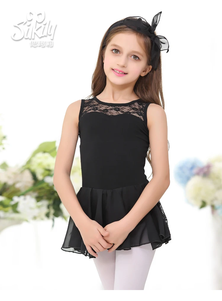 

Children's Cotton Lace Sleeveless Leotard Top with Chiffon Skirt Ballet Tutu Costume Stage Performance Dress for Girls C22015