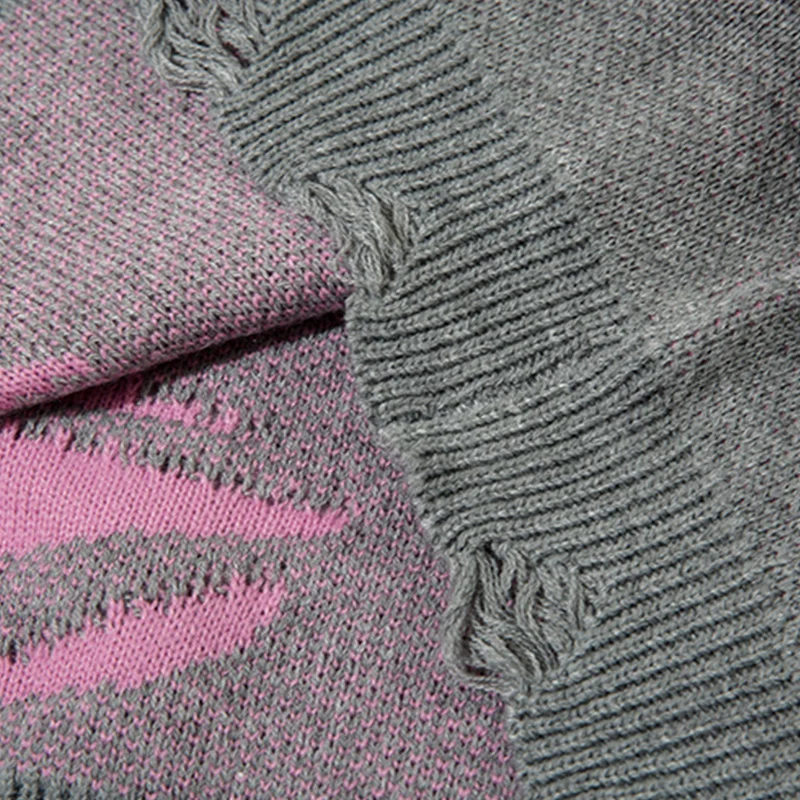 UPRAKF Ripped Sweater Autumn Crew Neck Warm Basic Pullover Winter Loose High Street Casual Fashion Streetwear
