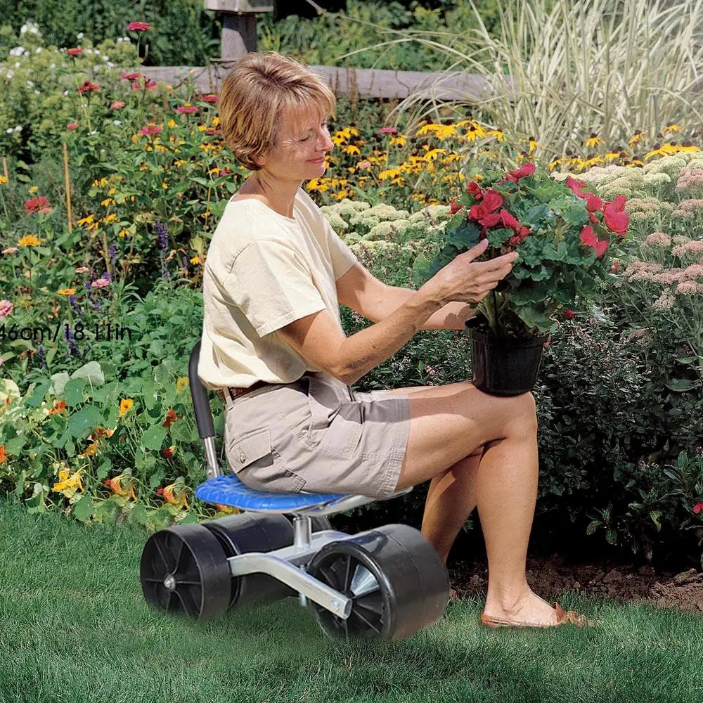 Description Picture 4 of item360 Degree Rotating bending-free Gardening Seat Gardening Cart With Adjustable Height Rolling Stool & Gardening Sturdy Workseats