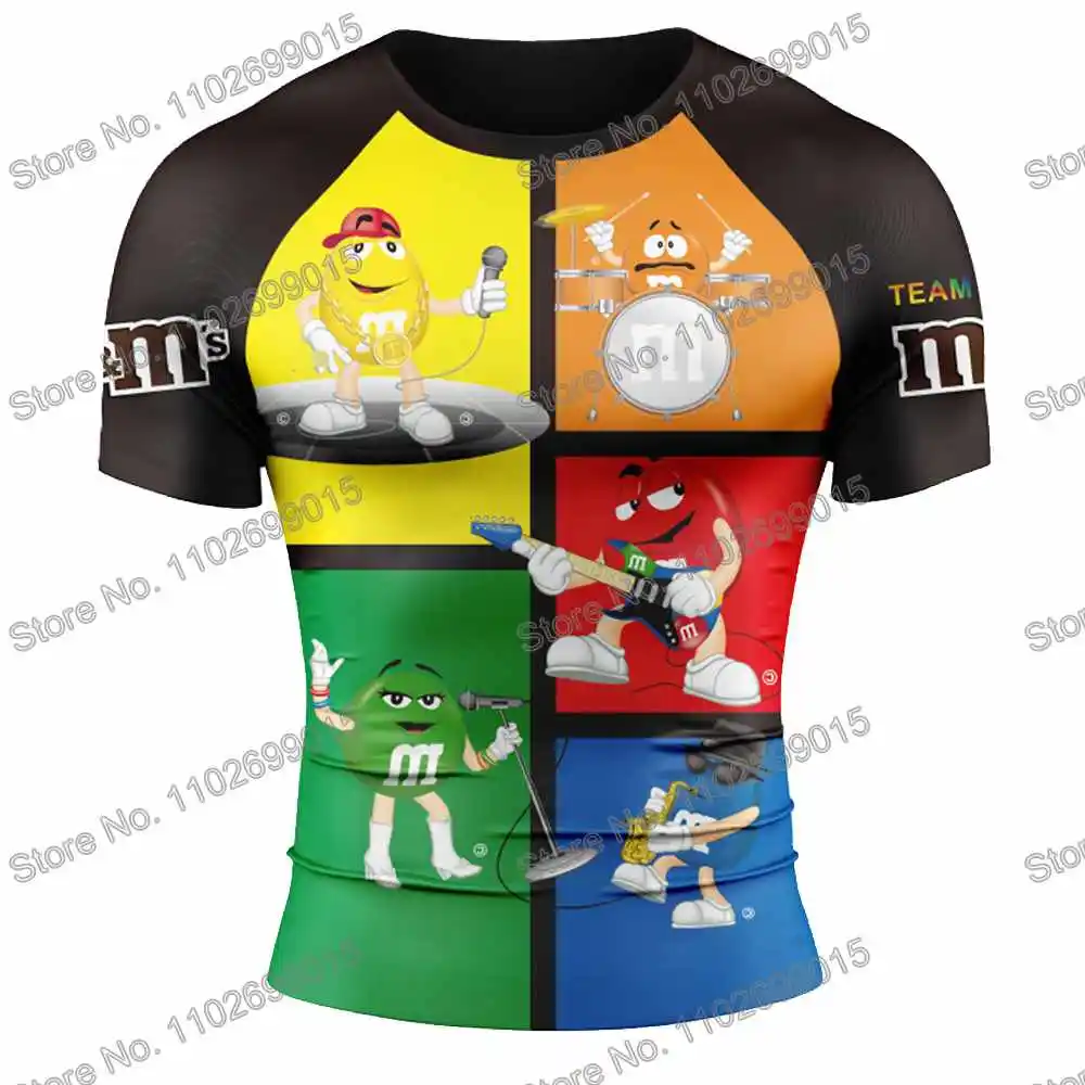 Rash Guard Surfing Swimsuit Chocolate Beans BJJ MMA Men Short Sleeve UV Protection Diving Swimwear Summer Beach Tights Women GYM