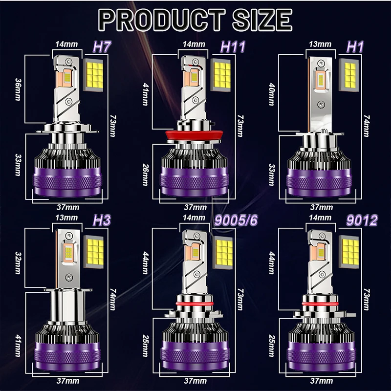 LED 캔버스 자동차 헤드라이트 전구, CSP 안개등, 1300W, 1000000LM, H7, H4, H9, H11, HB3, 9005, HB4, 9006, H1, 9012, Hir2, 6000K, 8054