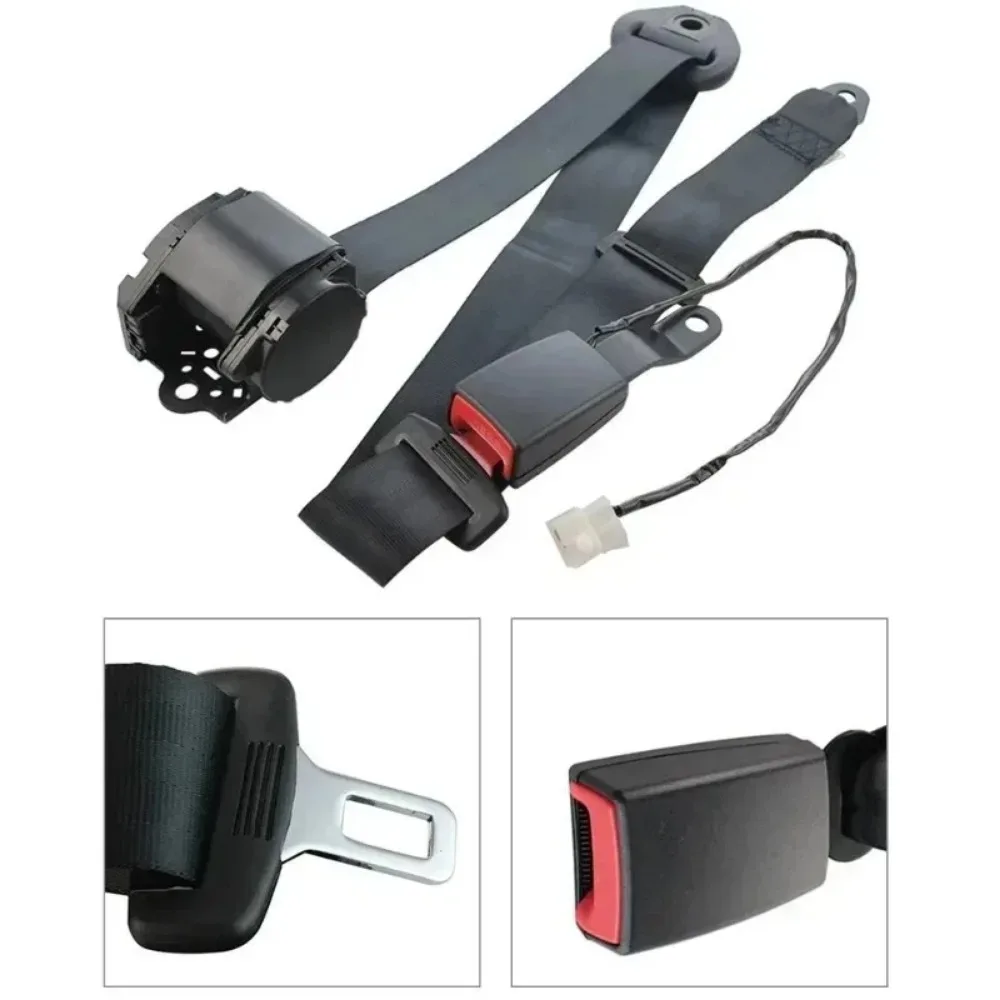 Cinture di Sicurezza di Alta Qualità a 3 Punti Universali con Fibbia Rigida Curva e Cavo di Avvertimento, Accessori per Cinture Auto
