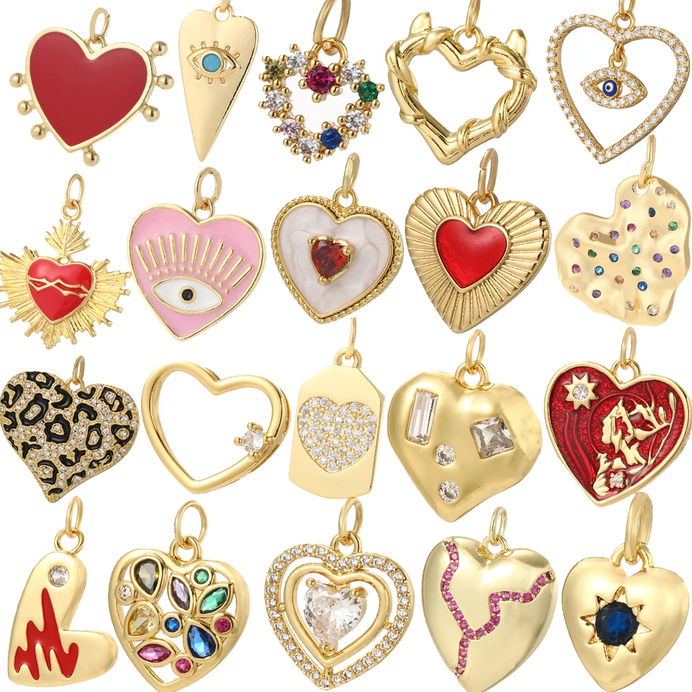 

Boho Red Heart Love Charms Diy Earrings Necklace Bracelet Cute Dijes Gold Color Charms for Jewelry Making Supplies Free Shipping