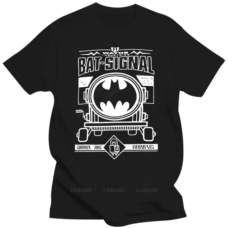 

male tee-shirt fashion top vintage MENST SHIRT SLIM FIT BLACK EX STORE BAT-SIGNAL OFFICIAL COMICS NEW unisex casual t-shirts