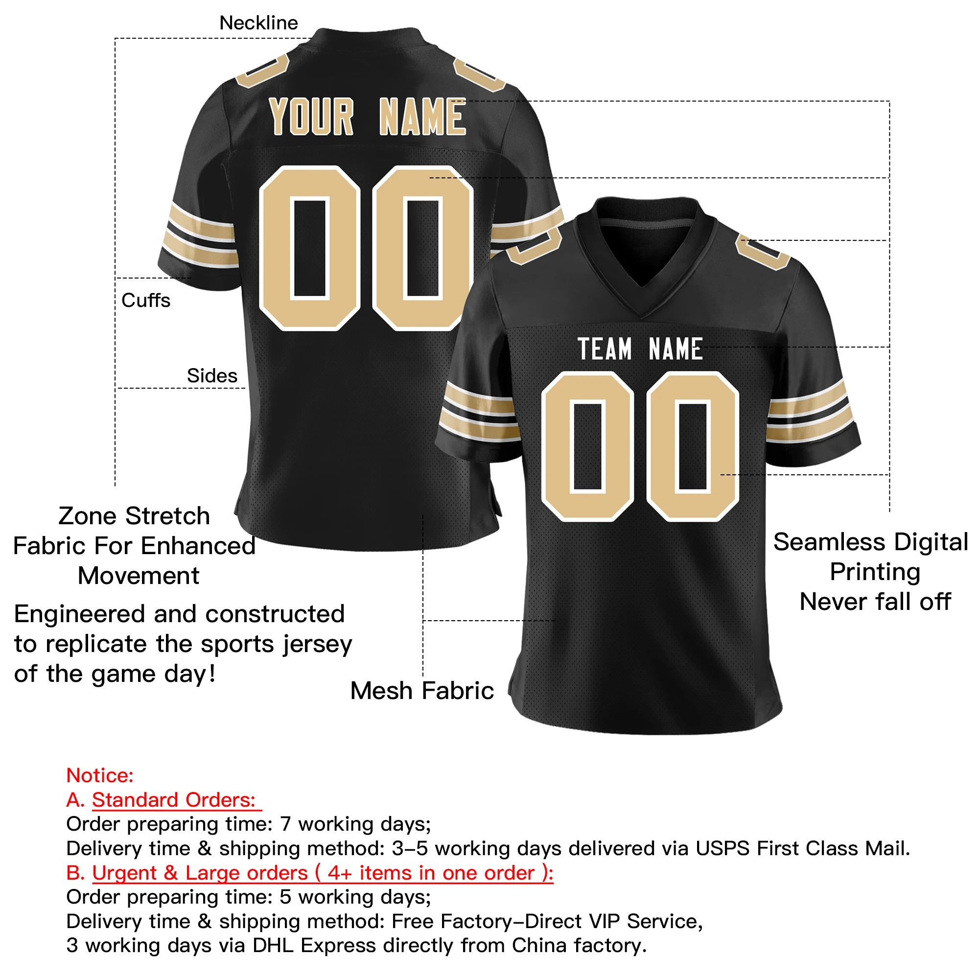 2022 Custom American Football Jersey Personalized Printing Team Name