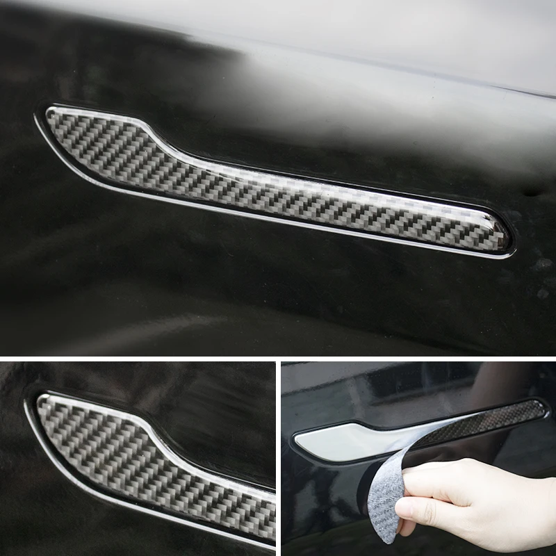 

4Pcs Car Side Door Edge Protection Strip for Tesla Model 3 Y 2017-2021 Door Handle Patch Door Handle Sticker Auto Accessories