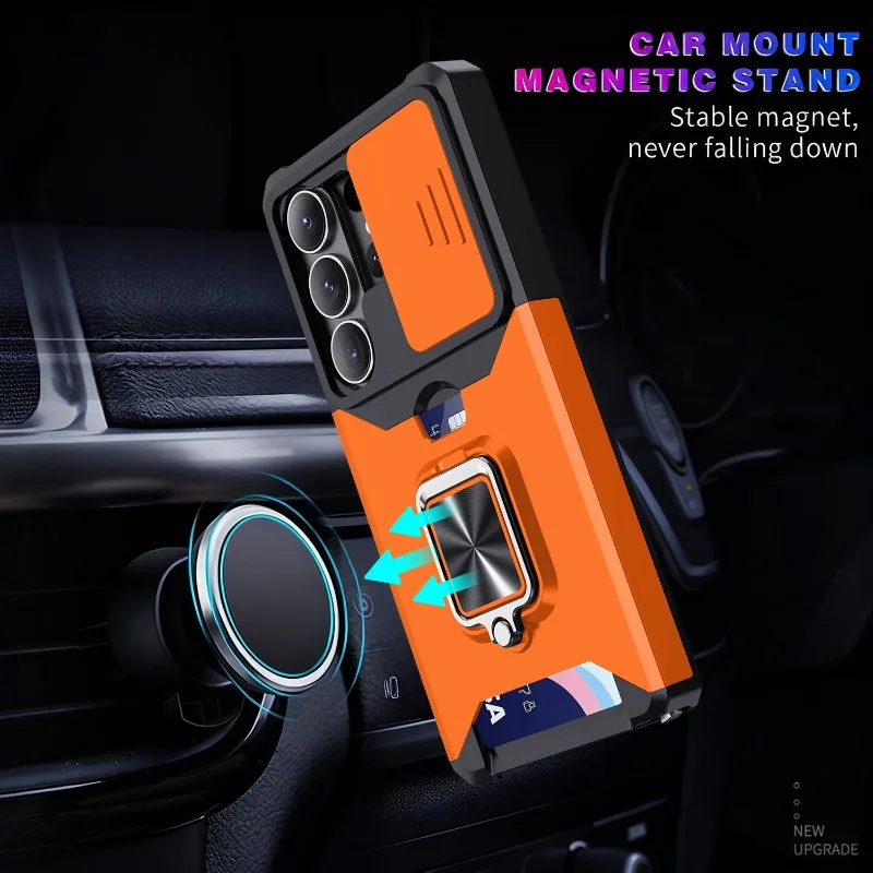 Shockproof Magnetic Holder Case with Card Slot Cover