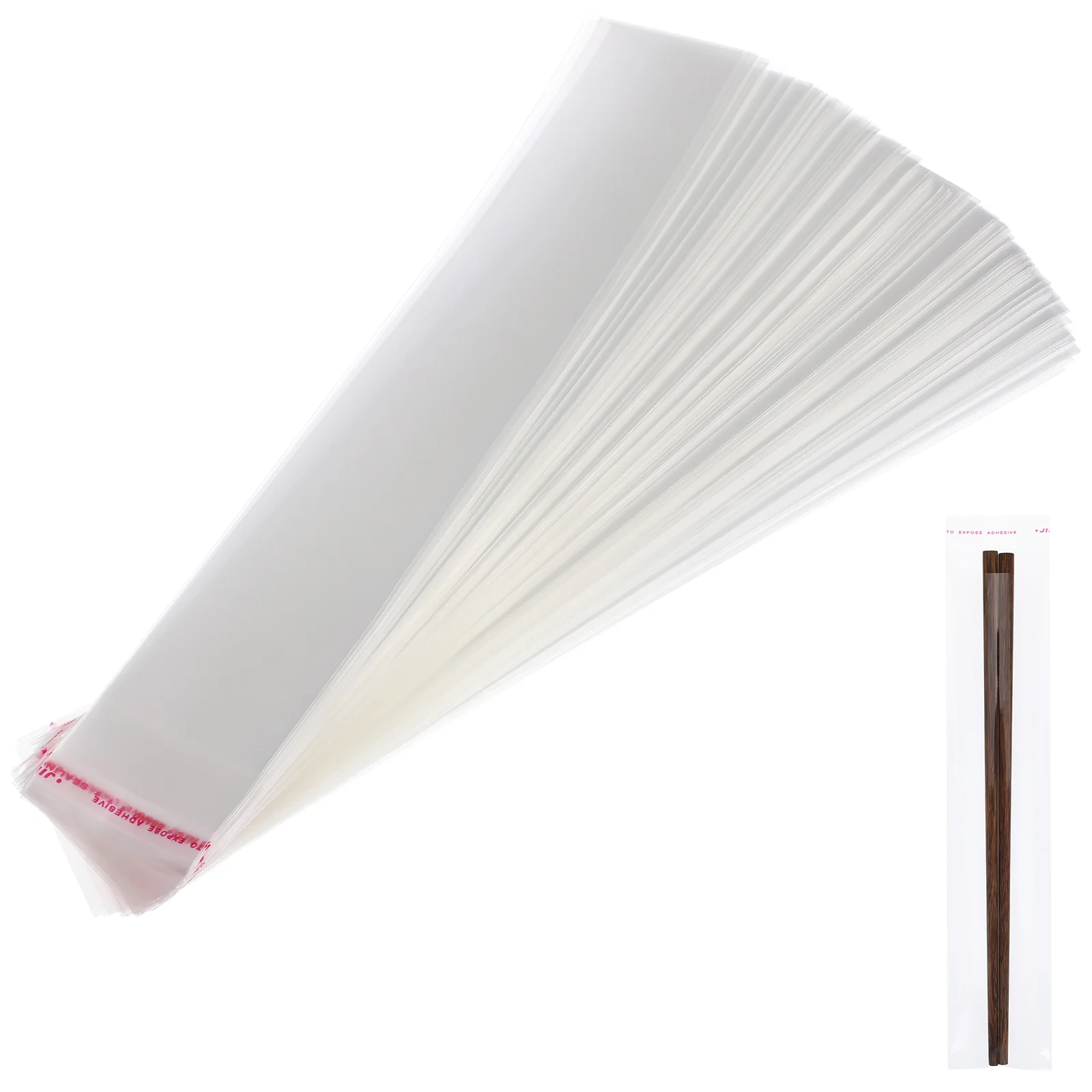 

200 Pcs Packs Long Cello Bags for Bakery Burrito Snack Packages Adhensive Gift Cookies Packaging