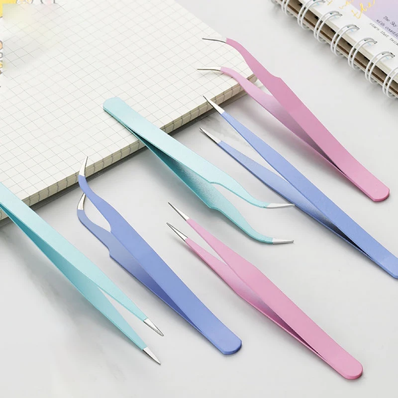 Nail Art Decor Eyelashes Tweezers Macaron Tweezer Scrapbook Sticker Tape Picking DIY Junk Journal Album Stainless Clip DIY Tool eyelash tweezers,nail art tweezers