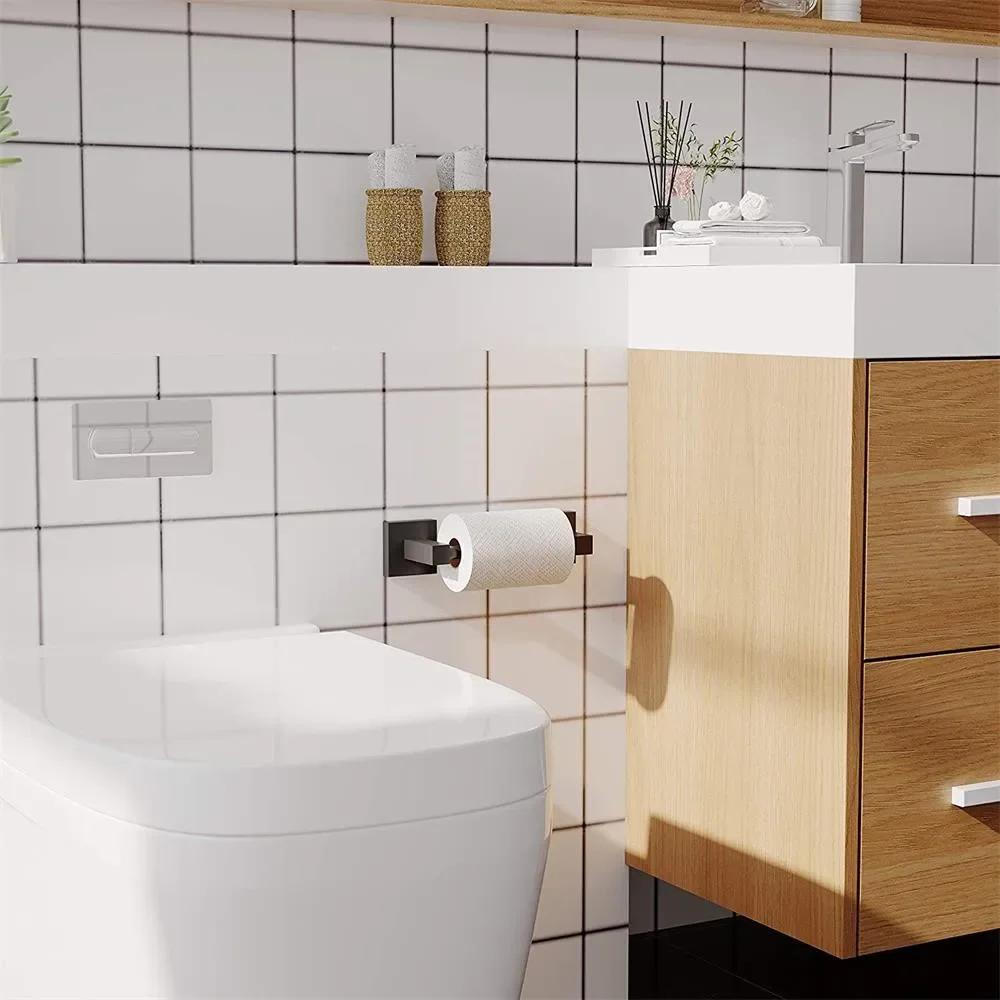 New Black Square 304 Stainless Steel Toilet Paper Holder Bathroom Toilet Paper Holder Sanitary Ware Hardware Hanging Parts