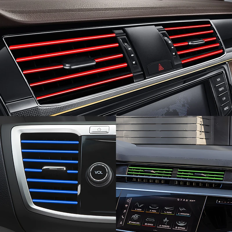 Per Trumpchi Gac Gs8 2Nd Gen Gs4 Gs5 Coupe 10Pcs Car Air Conditioner Vent Outlet Trim Strip U Shape Chrome Pvc Colorful Shiny