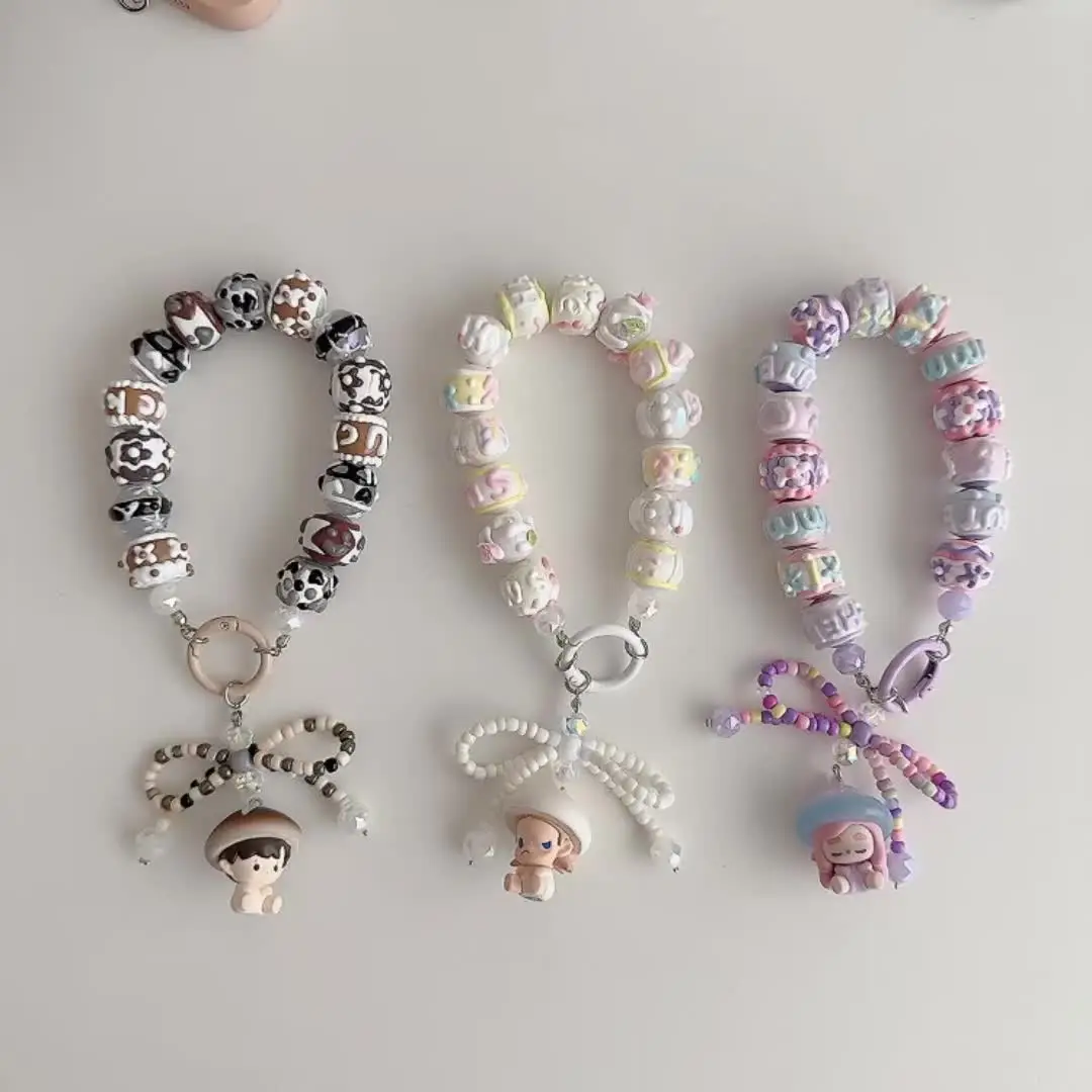 Аутентичные POP BEAN Diy Чака в форме гриба для волос с бисером цепочка телефона