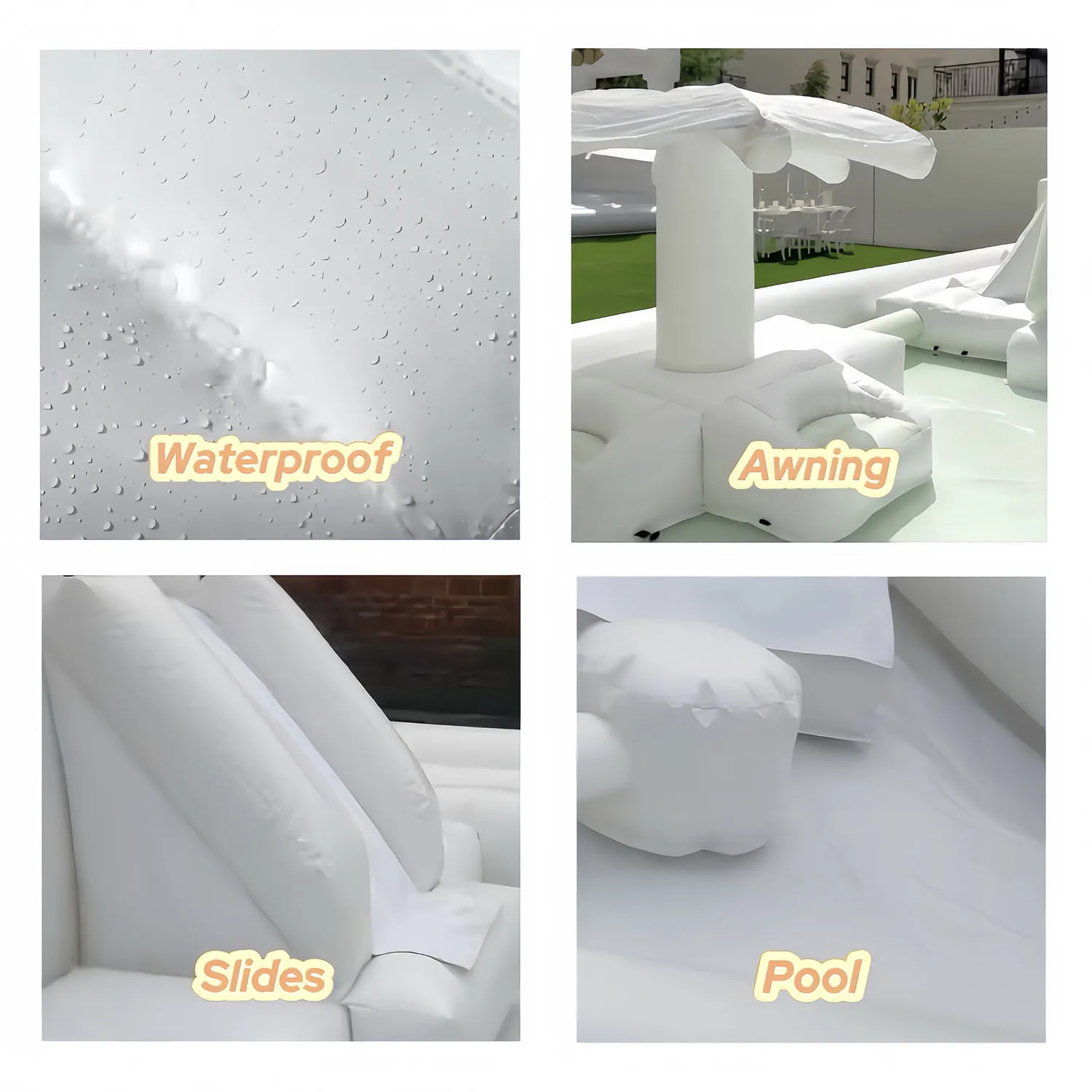 Inflatable water slide 20&times;13FT Inflatable White Splash Pad Water Obstacle Course Outdoor Splash Pool Soft Play Equipment Inflatable Pool for Kids