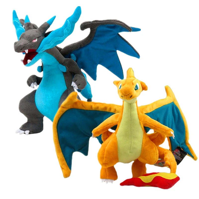 Anime figuras charizard pokemon boneca de pelúcia mega evolução x