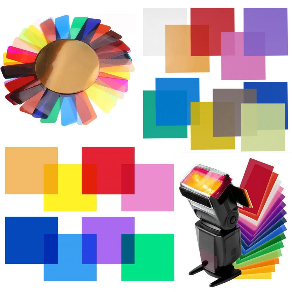 Camera Flash Gels com Correção de Cor Transparente, Balanço Iluminação, Kit Filtro para Photo