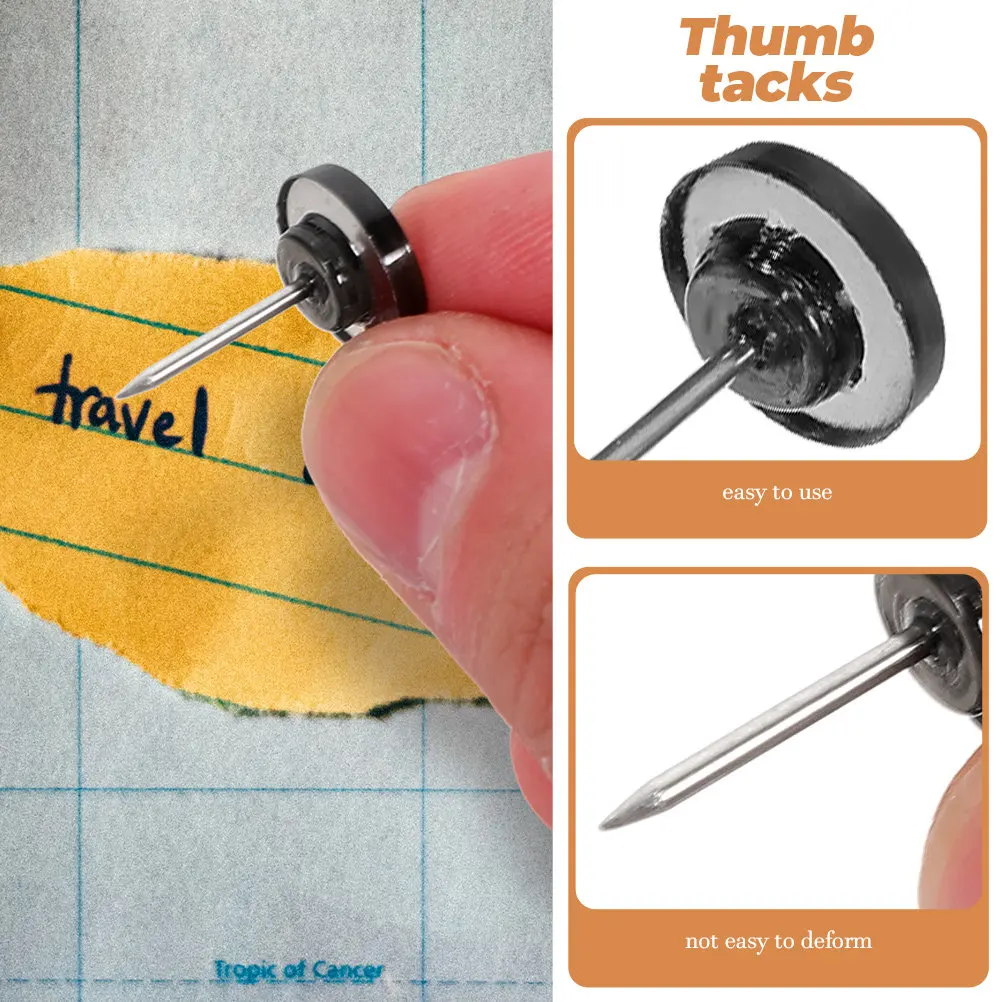 박스형 검정색 원형 플라스틱 푸시핀 사무실 보드 지도 그림핀 사진 벽핀 게시판 코르크보드 액세서리