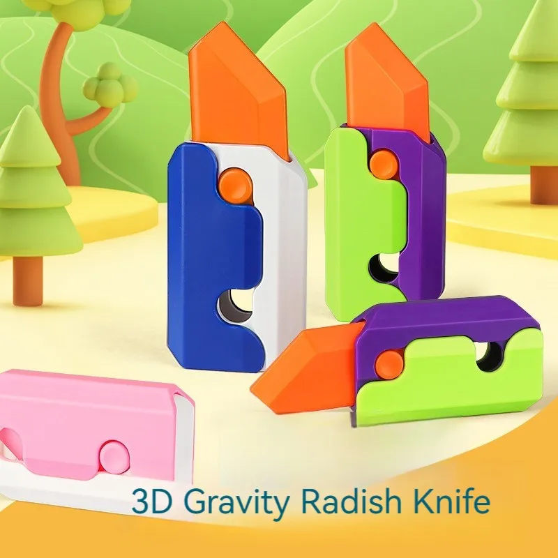 

TFAMI 3D Printing Gravity Jump Small Radish Knife Mini Model Anti Pressure Toys Student Prize Pendant Decompression Toy Gifts